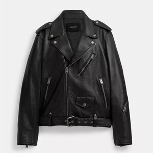 Coach Mens Black Leather Moto Jacket NEW